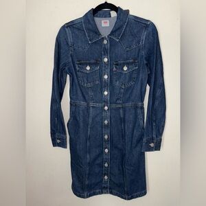 Levi’s Standard Fit Denim Long Sleeve Button-Up Dress with Pockets